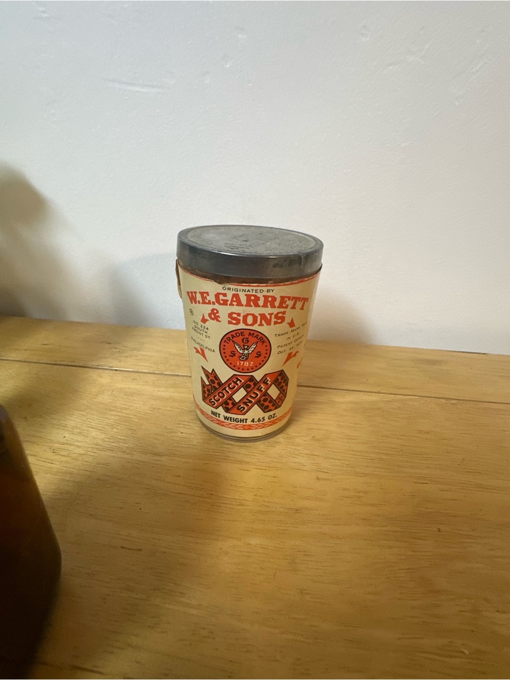 Vintage-Style Red and Cream Tin Canister